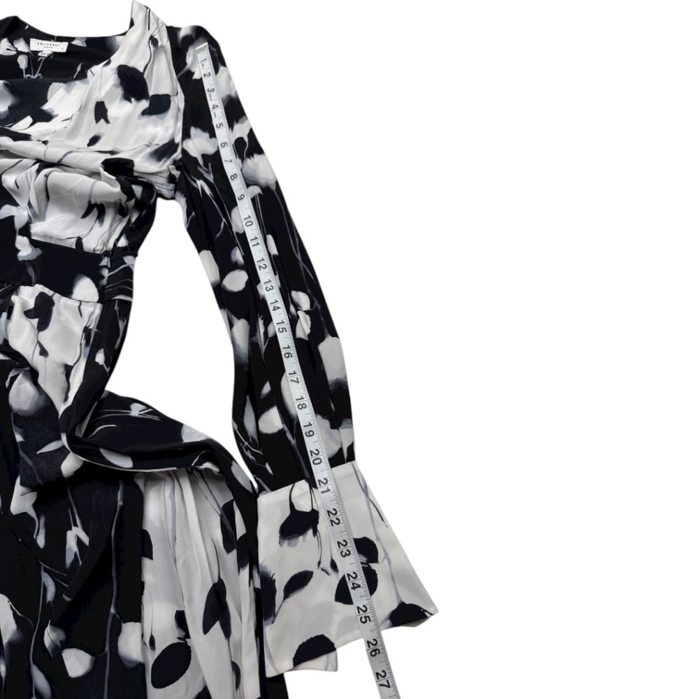 Equipment Neema Silk Feel Wrap Midi Dress Black White Floral Size 8 - Picture 14 of 15